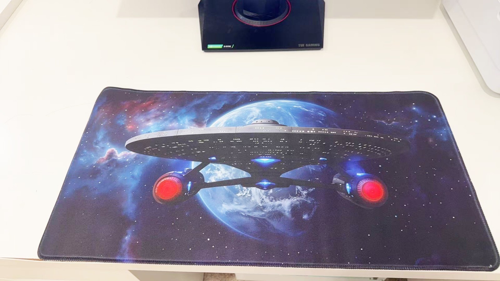 Space Starship Enterprise Gaming Mouse Pad 23.6"x11.5" Anti-Slip Desk Decor