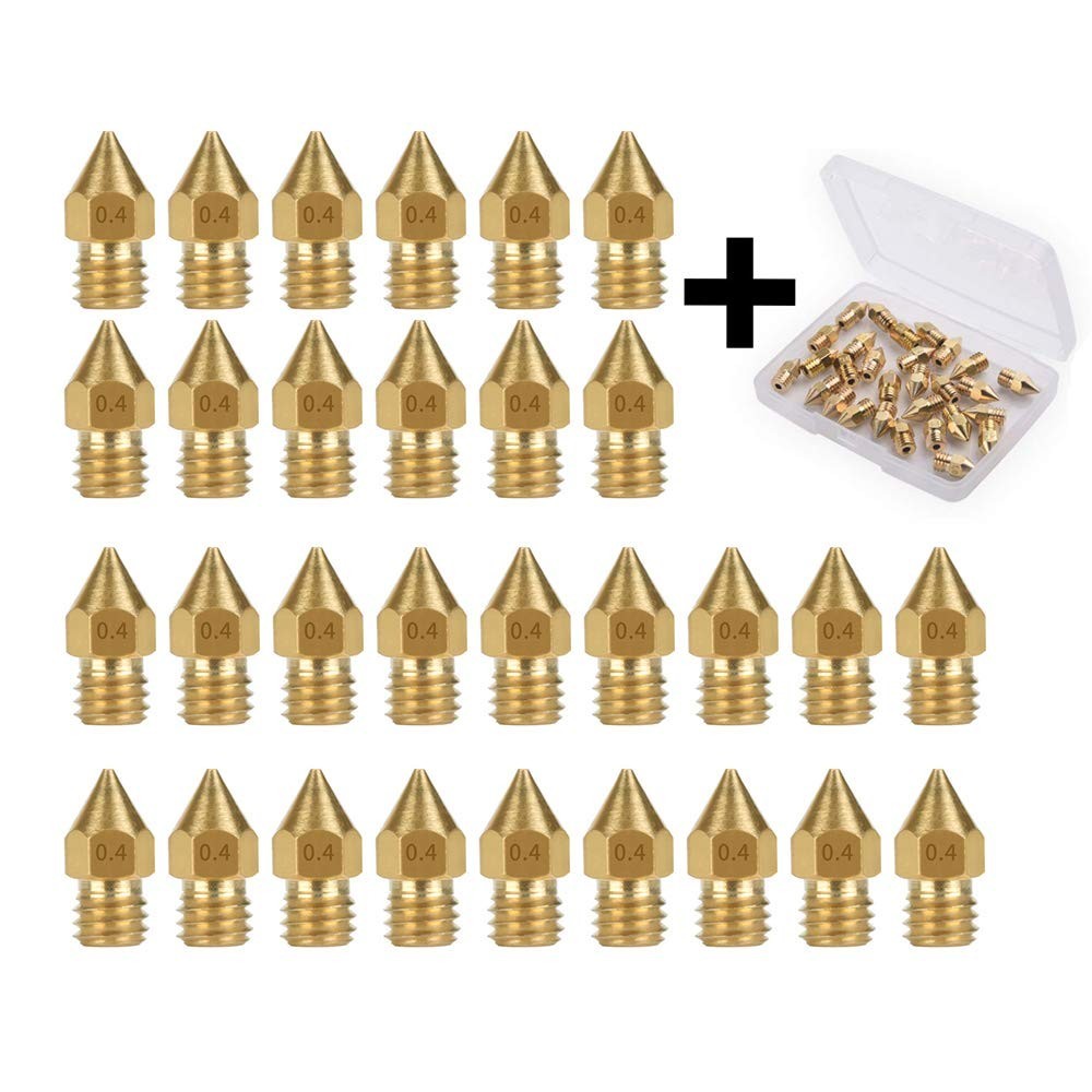 30PCS 0.4mm MK8 Extruder Nozzles for Creality Ender 3/3 Pro/3 V2,Ender 5/5 Pro