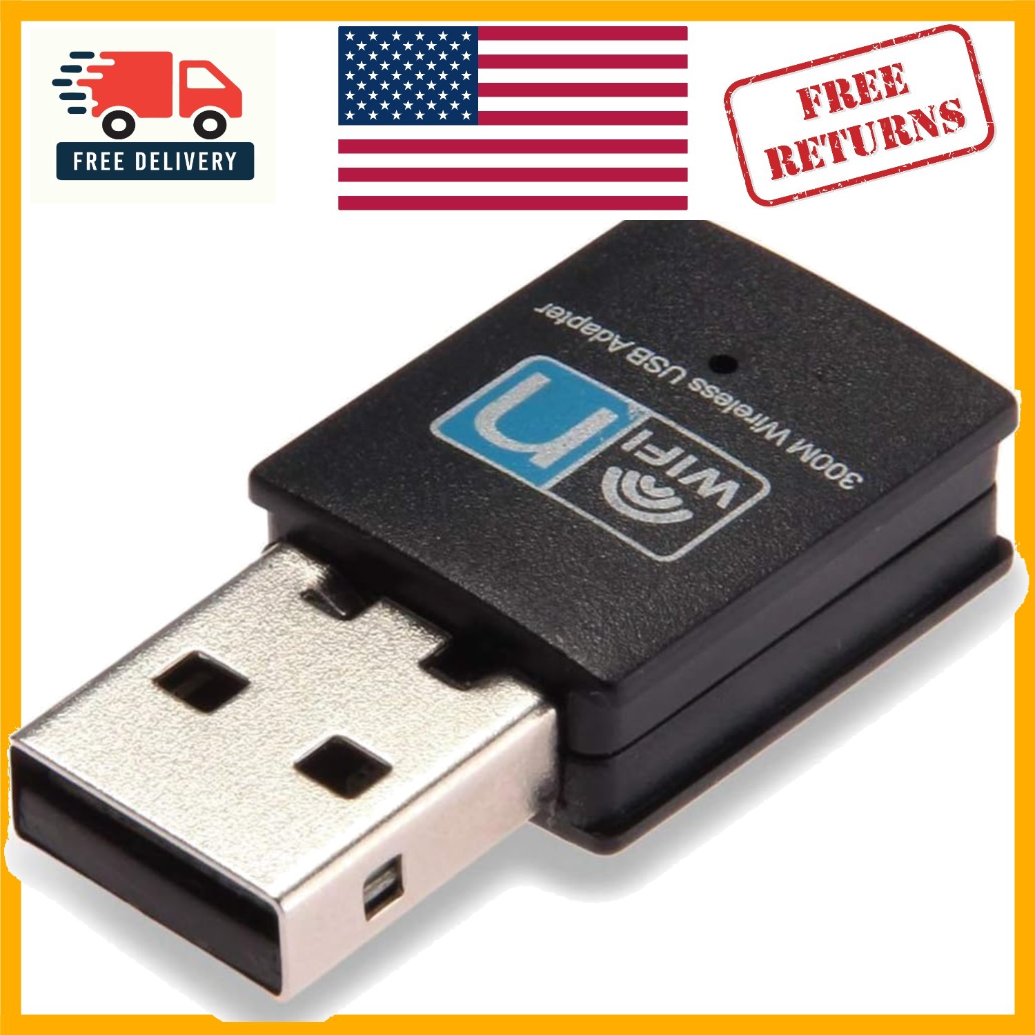 300Mbps USB WiFi Adapter - Ultra-Fast Plug-and-Play Dongle for PC & Laptop