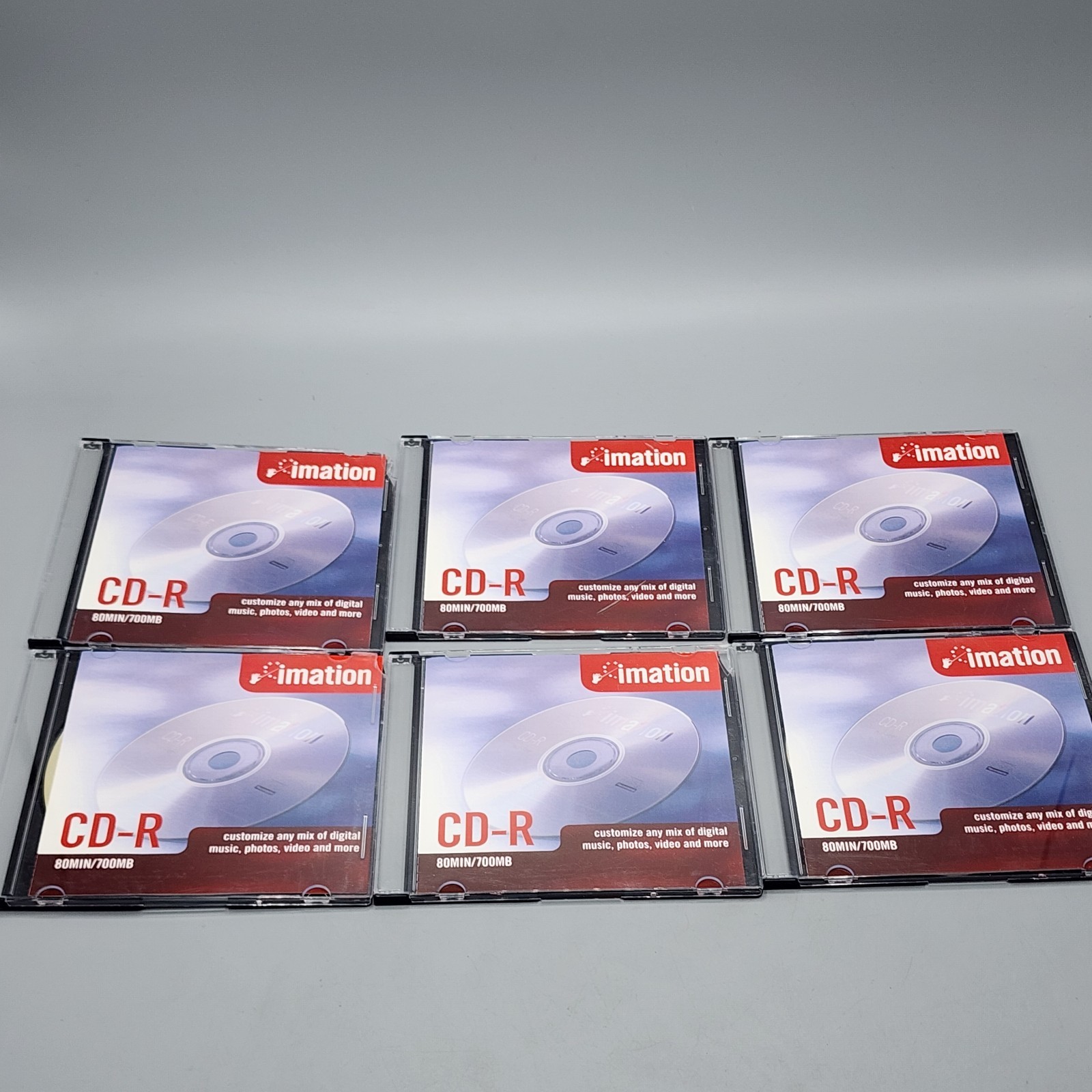 Lot of SIX (6) Imation and Maxwell CD-R Blank CDs 700mb/80min - New / Read
