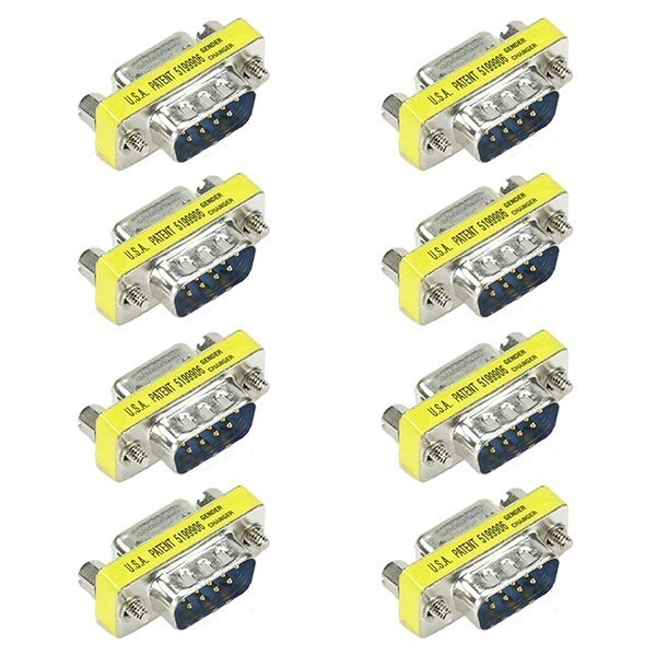 8x DB9 D-SUB 9Pin Male to Female RS-232 Serial Mini Port Saver Adapter Converter