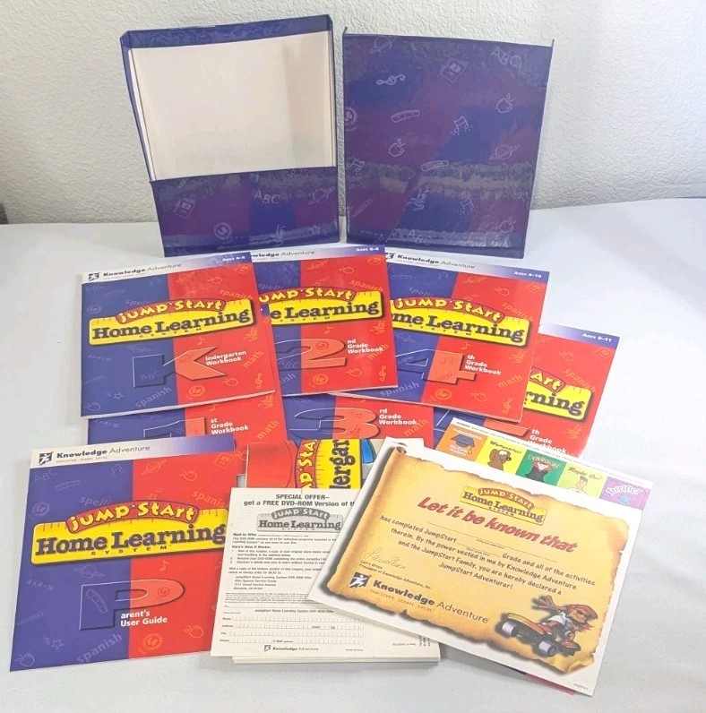 Knowledge Adventure Jump Start Home Learning System K-5 Set 1998 Workbooks More