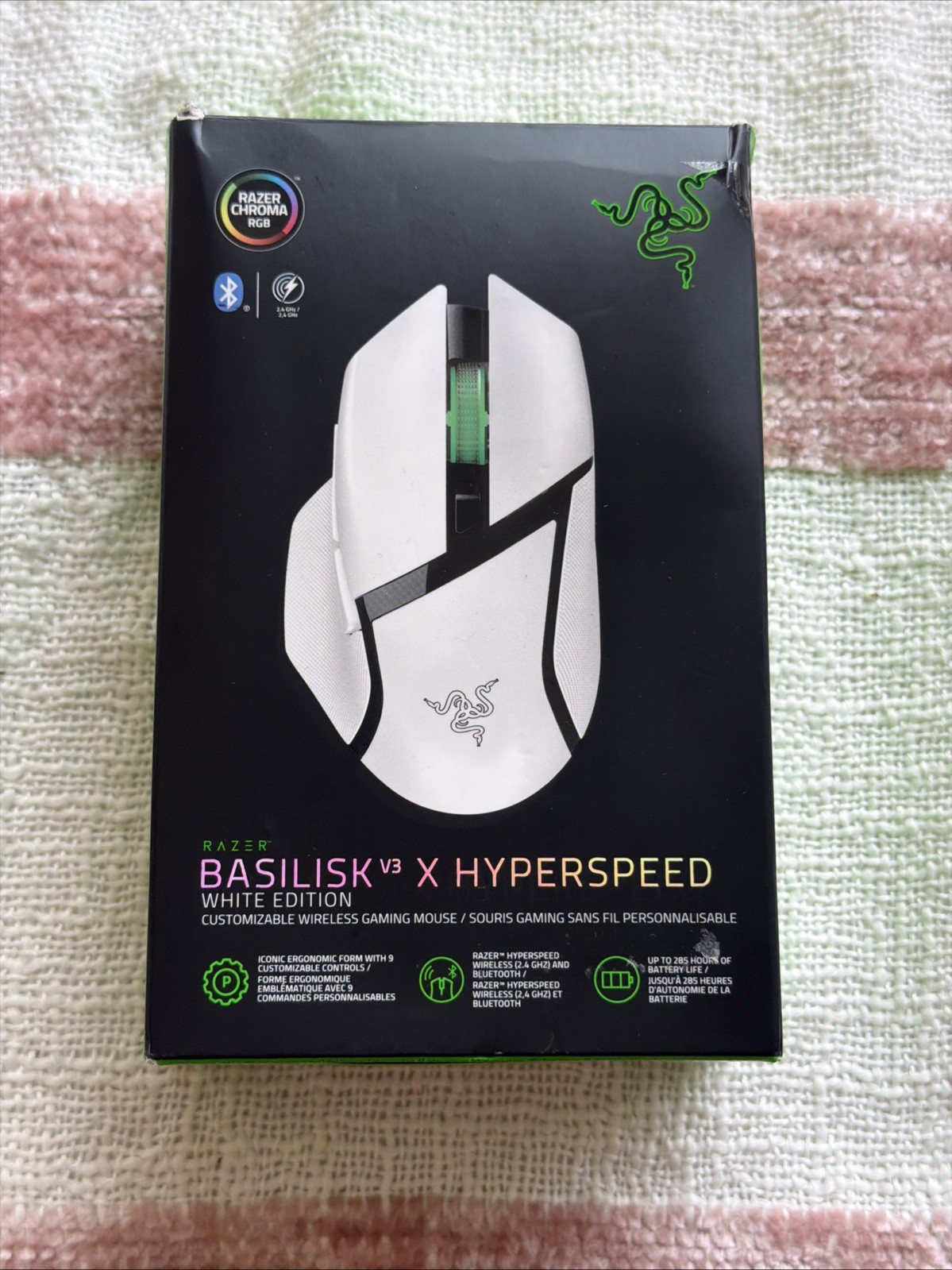 Razer Basilisk V3 X HyperSpeed White Wireless Gaming Mouse Chroma RG (HPB028378)