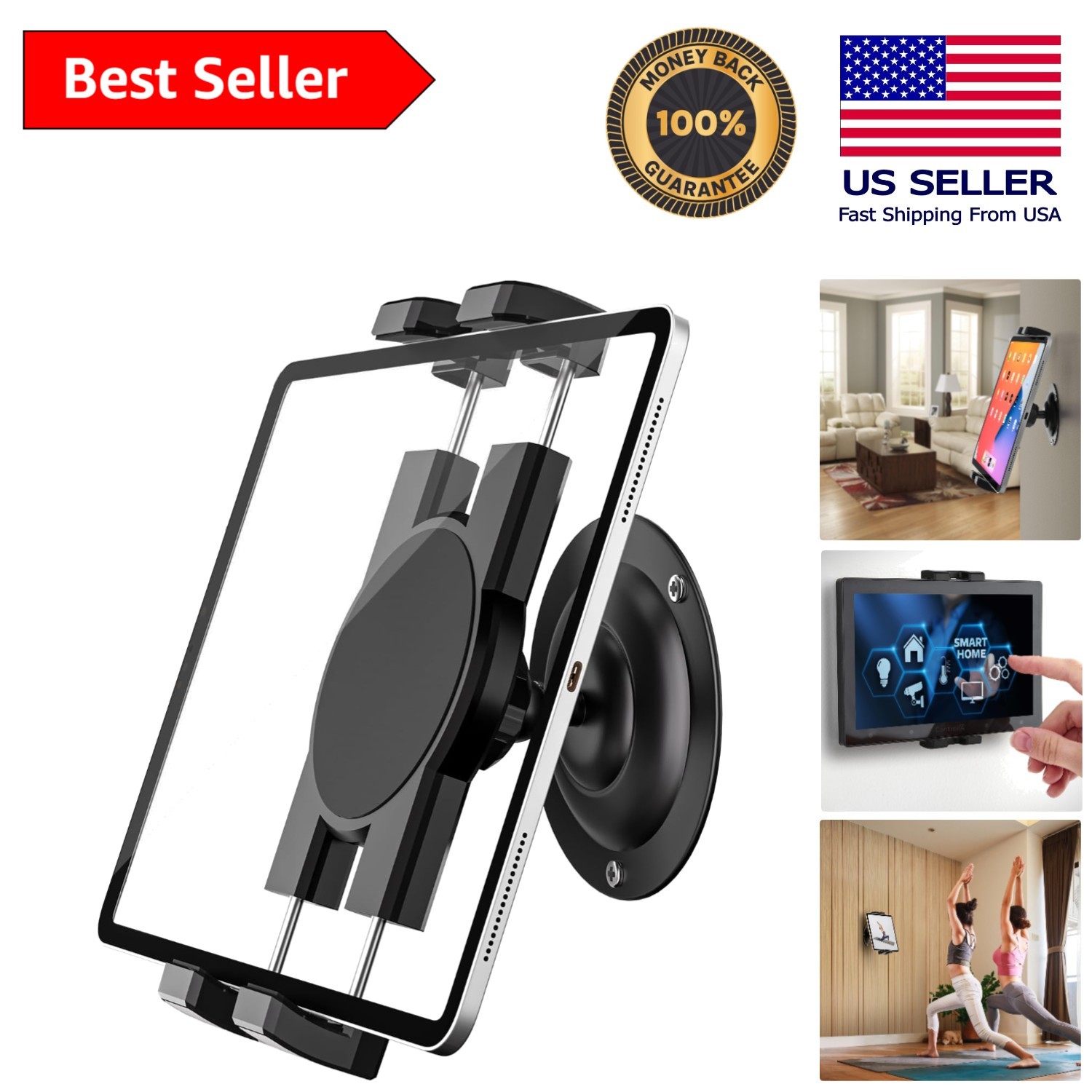Universal Tablet Wall Mount Holder - 360° Adjustable for 4-12.9 Inch Devices