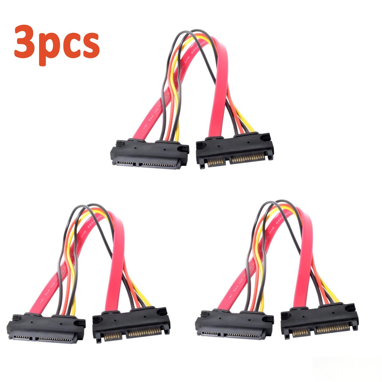 3PCS SATA 22 Pin Extension Cord Male to Female for Easy Cable Management SSD HDD
