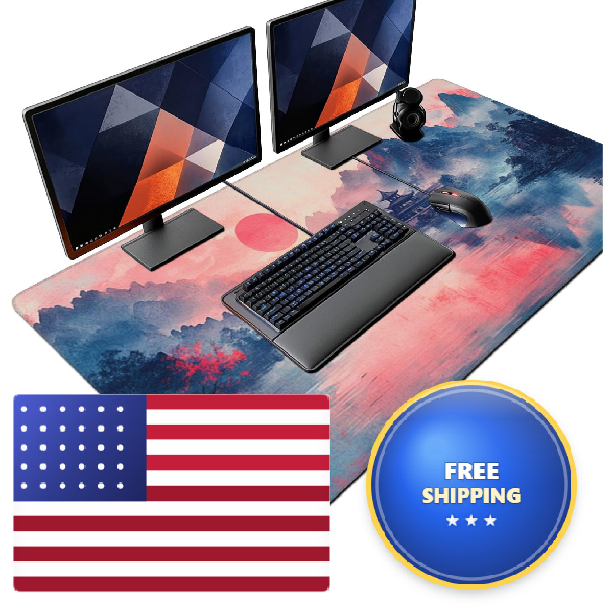 Zocozy Landscape Ink Painting Gaming Mouse Pad Extra Large Gaming Mouse Pads
