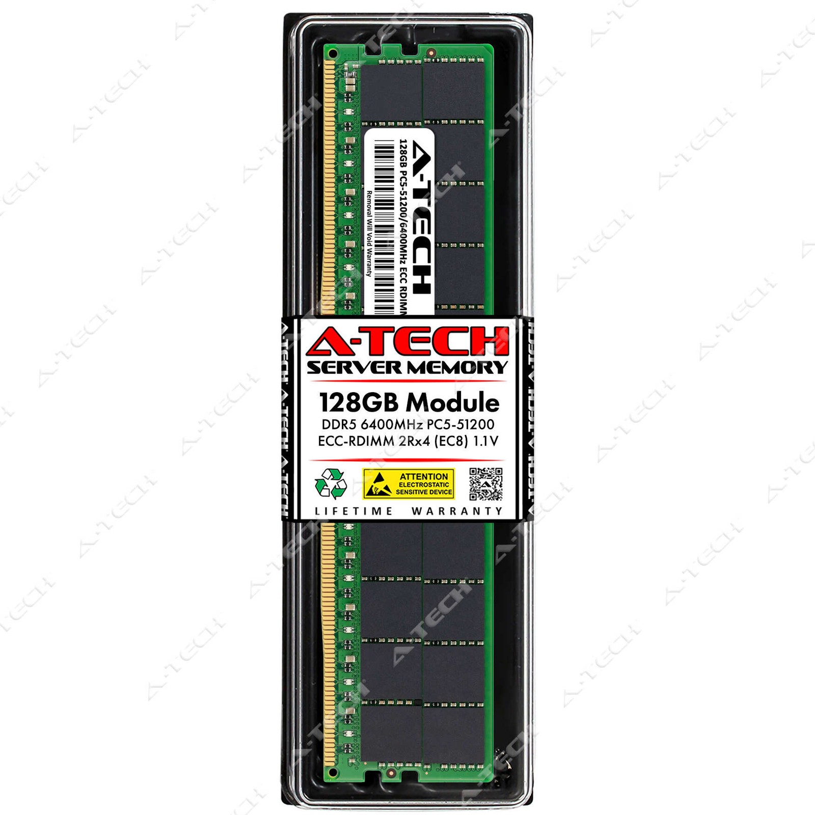 A-Tech 128GB 2Rx4 PC5-51200R DDR5 6400 MHz EC8 RDIMM 288-Pin Server Memory RAM