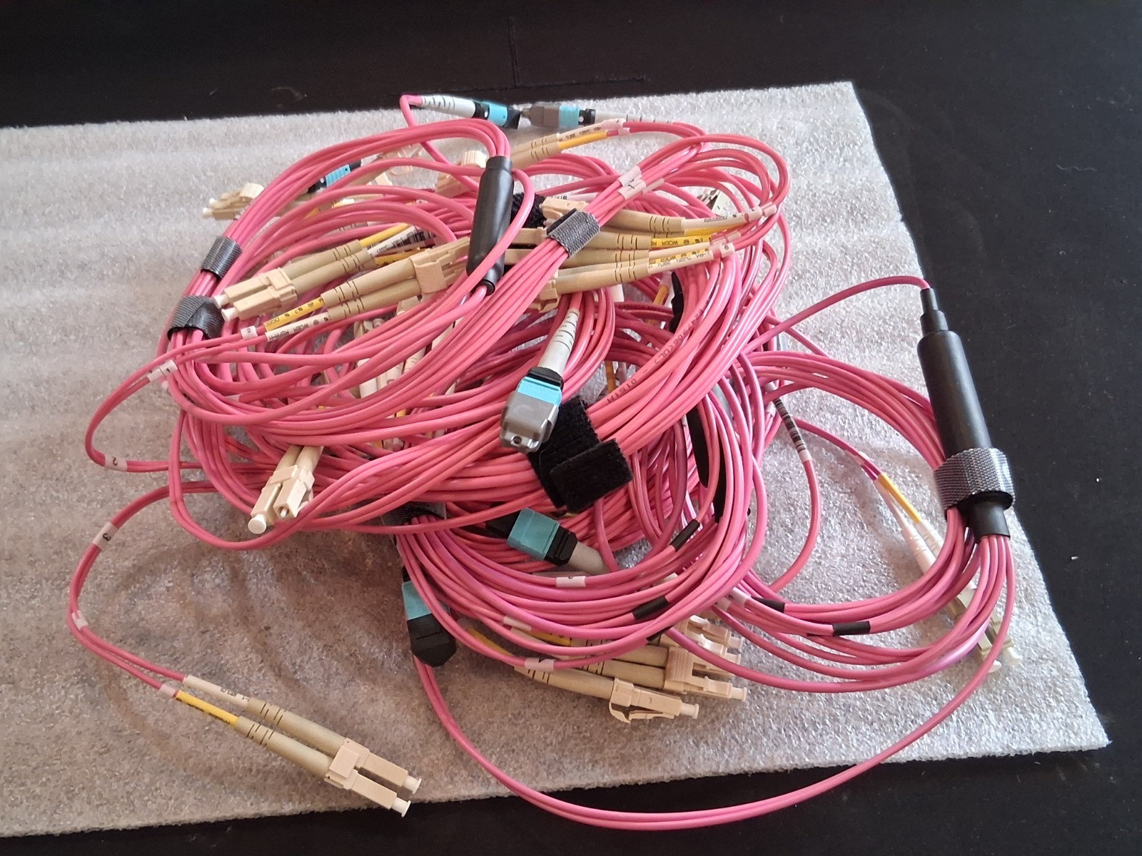 Lot of 7 MTP Female 8 Fibers OM4 50/125 Multimode Breakout to 4 LC 2 Meter