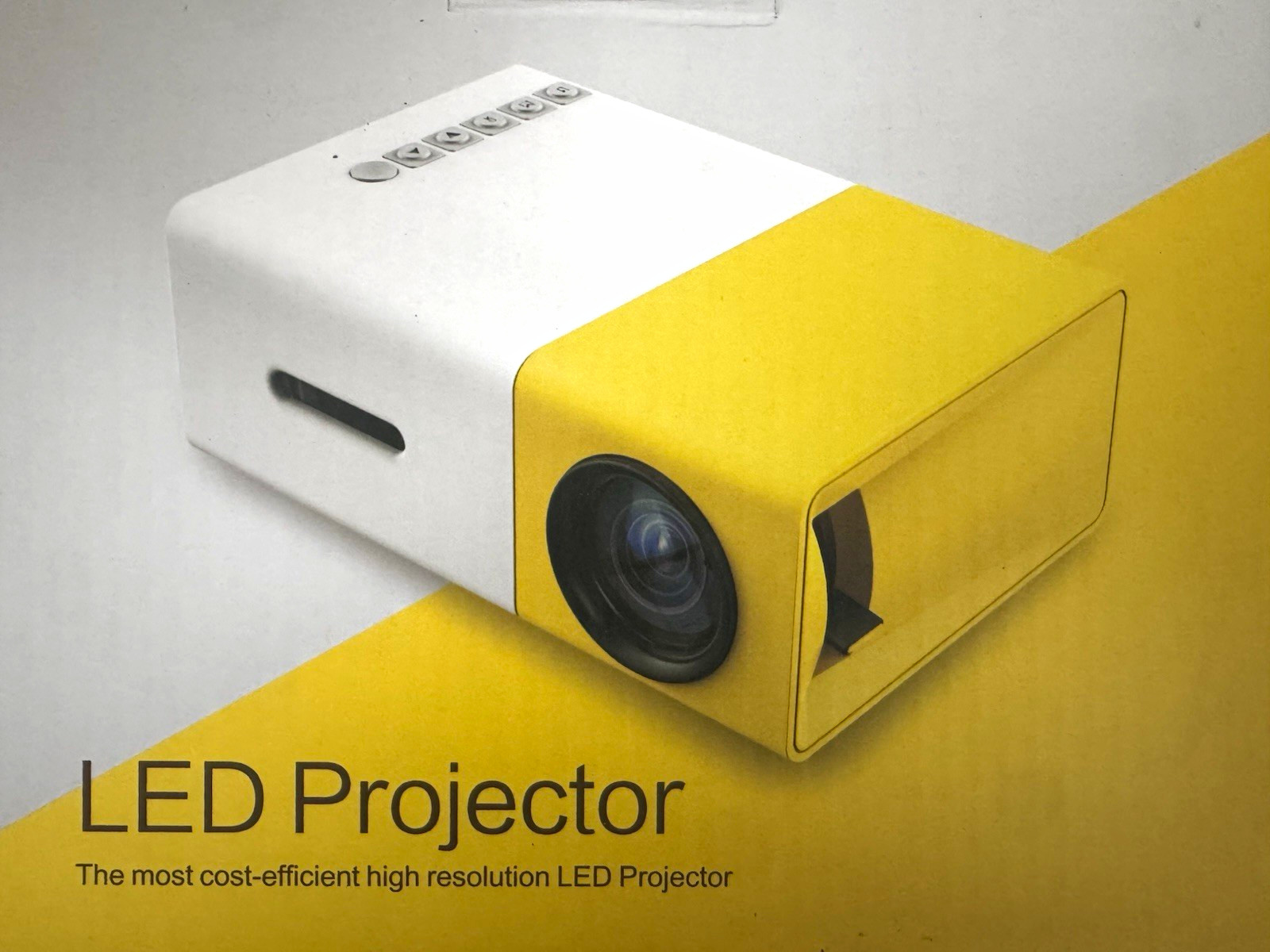 LED Mini Projector 1080p FHD 1000 ANSI 16:9 HDMI USB Remote Yellow/White