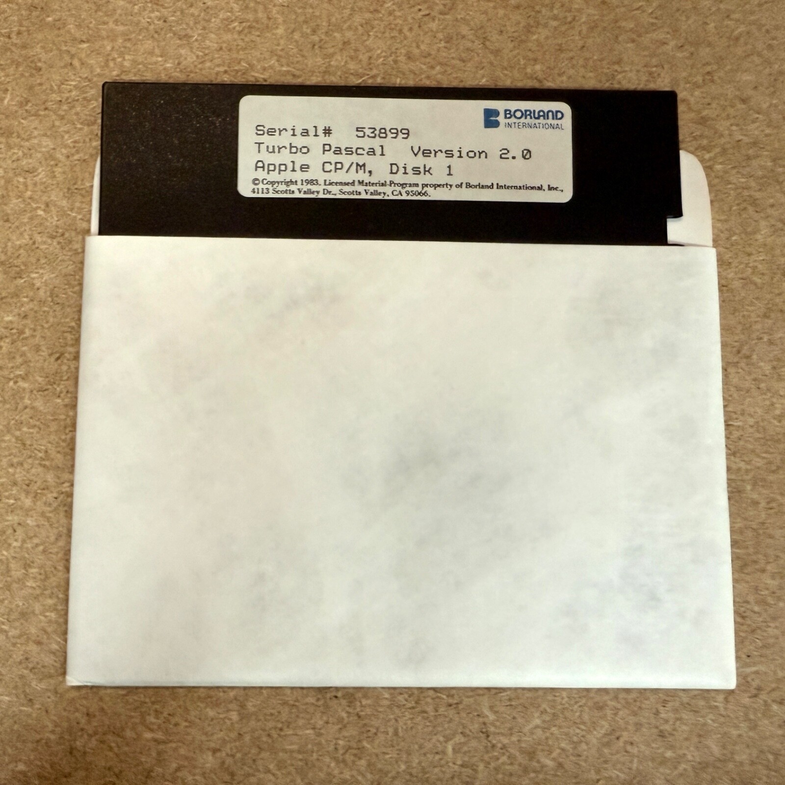 Turbo Pascal Version 2 Apple CP/M Disk 1 Borland International 1983 Apple II