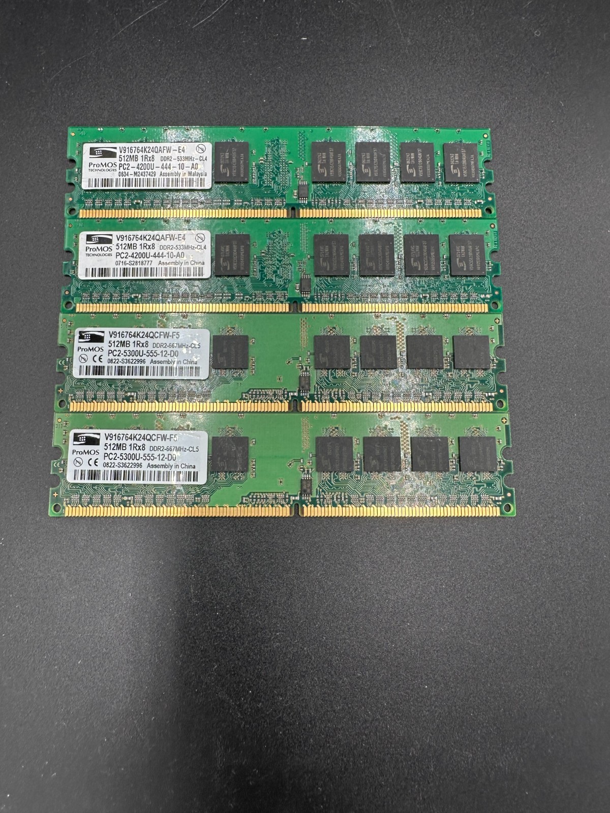 2 GB (4x512MB) ProMos DDR2 PC2- 4200-V916764K24QAFW-E4 Desktop RAM - Tested