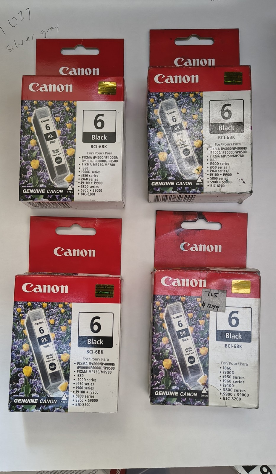 Four Canon 3e Black Ink Toner Cartridges New Sealed Package