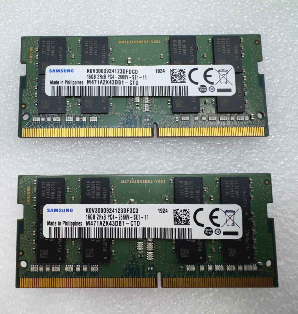 32GB - 2x 16GB Samsung 2Rx8 PC4-2666V 21300 DDR4 2666MHz SO-DIMM Laptop Memory