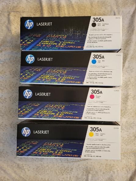 Set of ( 4 ) HP  305A  LaserJet  Toners C/M/Y/K  M351 400 M451 New.