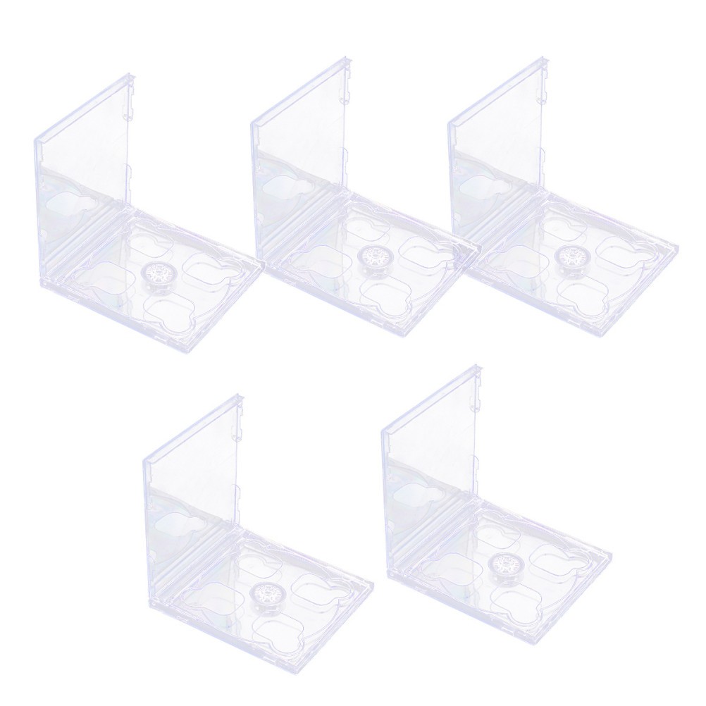 Transparent Reusable Plastic Cd Jewel Cases 5Pcs Dual Disc Media Holder