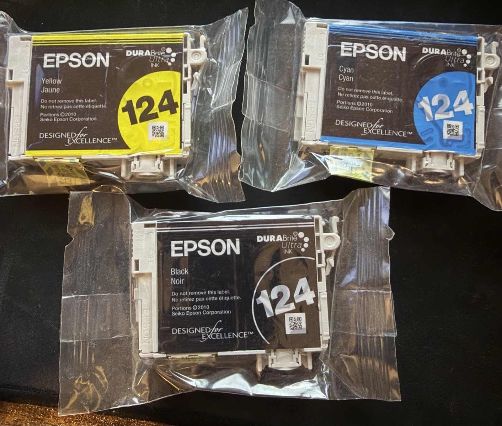 Epson 124 Genuine Original Inkjet Ink Cartridges Lot Black Cyan yellow