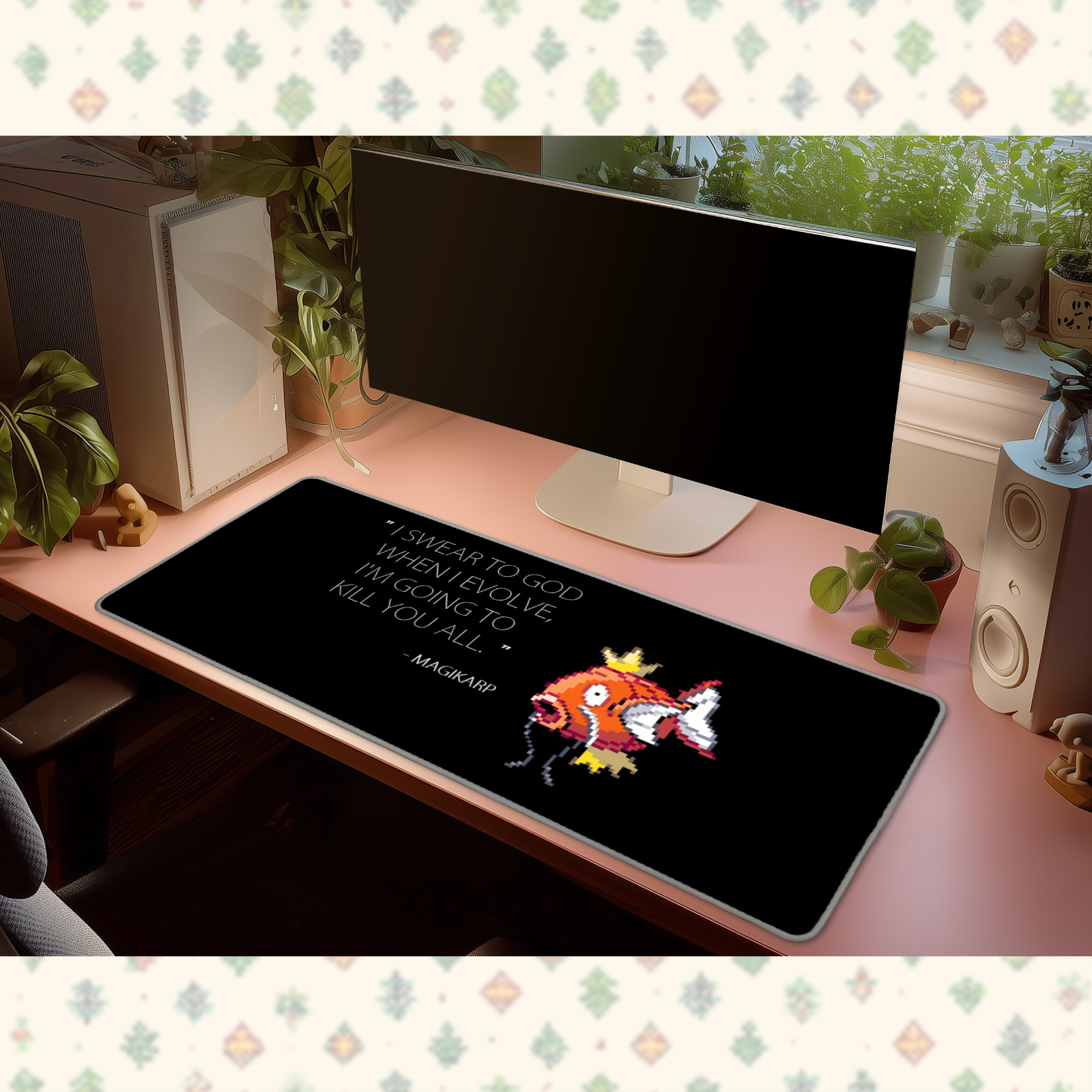 Pokemon Magikarp Funny Quote Gyarados Meme Desk Mat Mouse Pad Retro Gaming Large