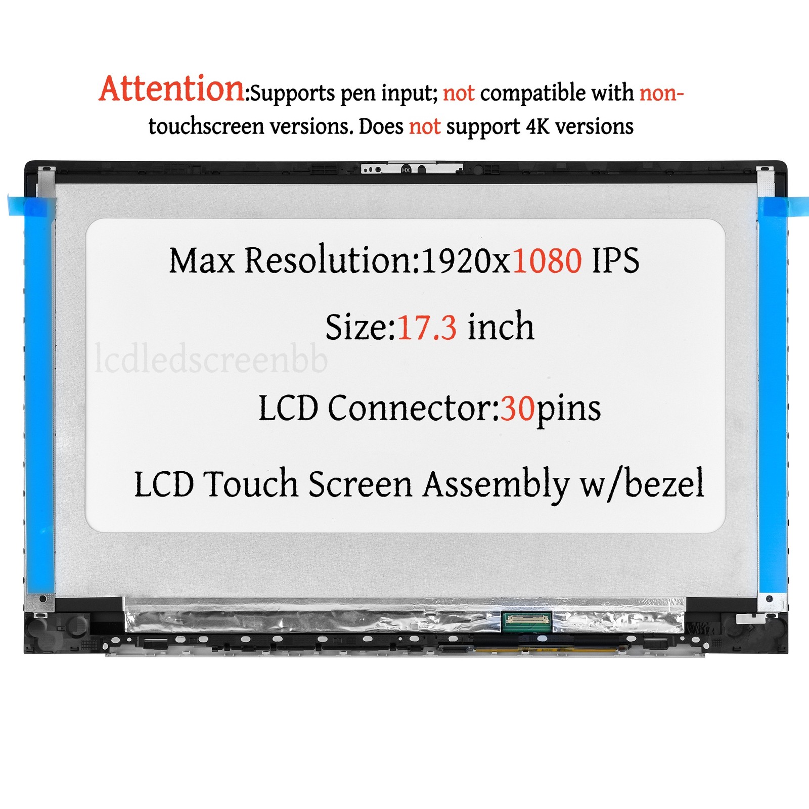 For HP N30984-1J1 17.3" FHD 1920x1080 60Hz Touch Digitizer Laptop LCD Screen