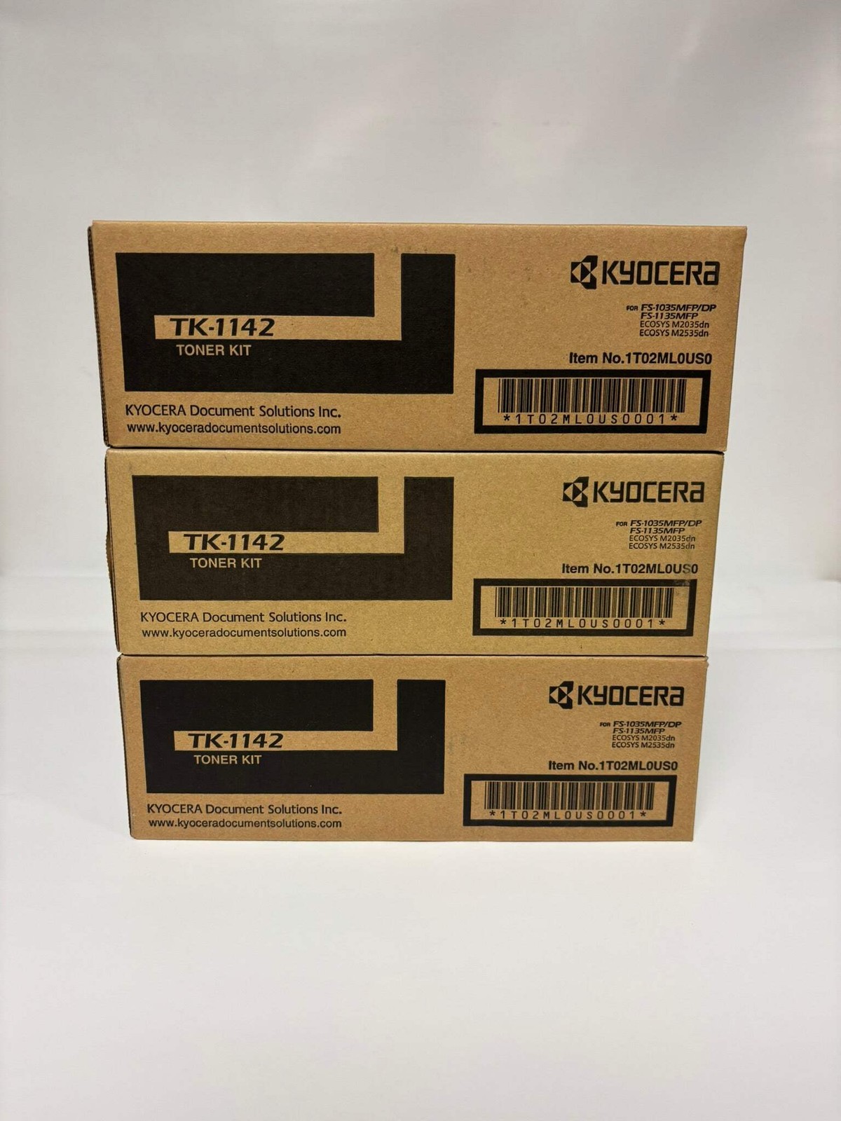 3 OEM Kyocera Copystar M2035dn,M2535dn,FS-1035,FS-1135 Black Toners TK-1142