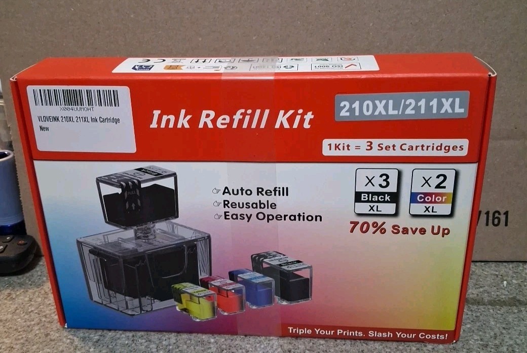 Ink Refill Kit 210XL/211XL - 3 black, 2 color