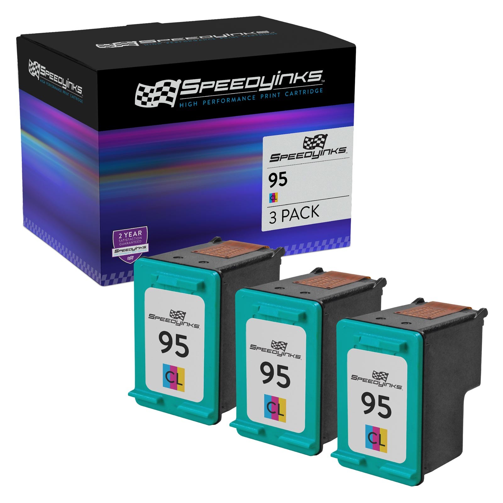 3pk Reman For Hewlett Packard HP 95 / C8766WN Tri-Color Ink Cartridge