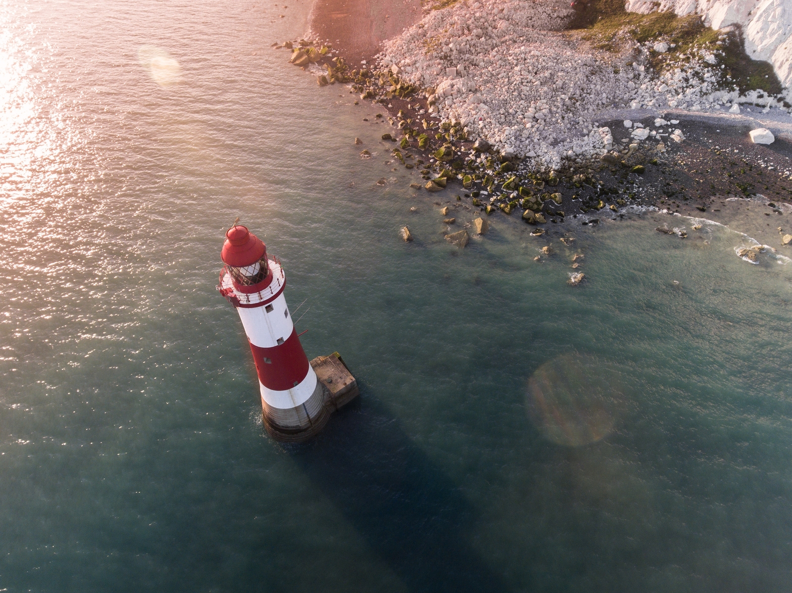 Landscape nature lighthouse shore beach top Custom Gaming Mat Desk