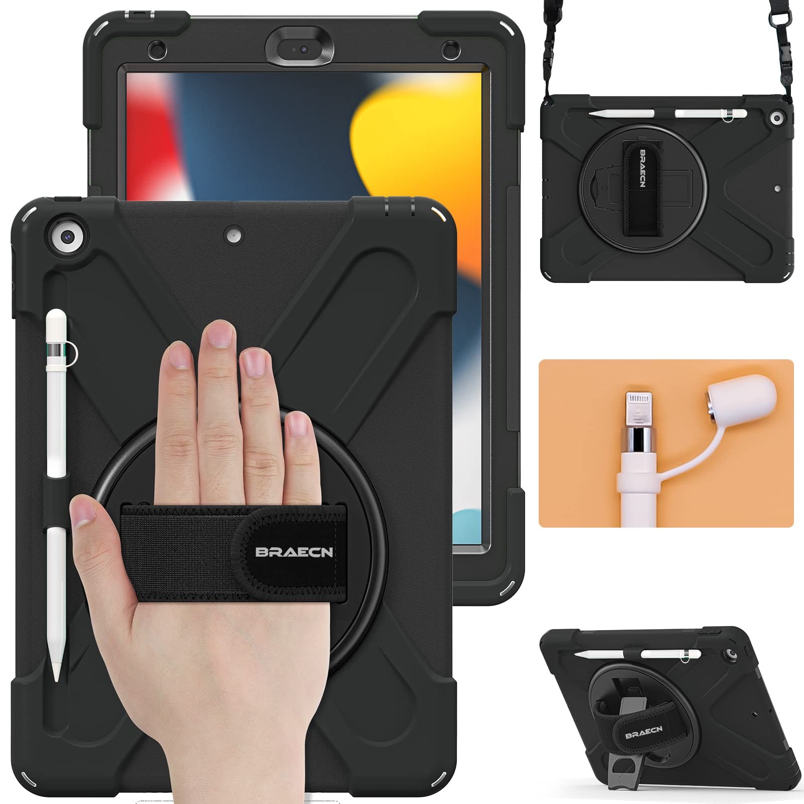 for iPad Case 9th/8th/7th Generation, 10.2 Inch iPad Case with Hand Strap