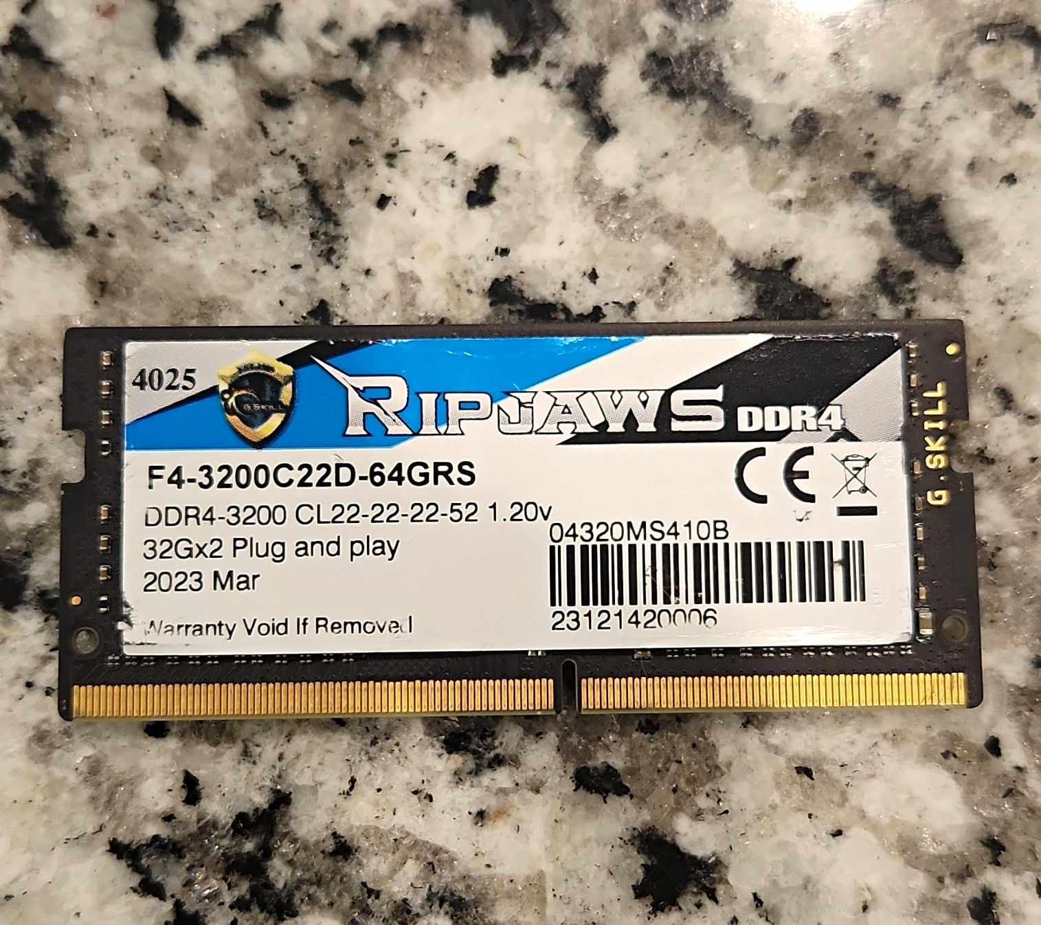 G.SKILL Ripjaws 32 (1x32GB) DDR4-3200 Laptop Ram