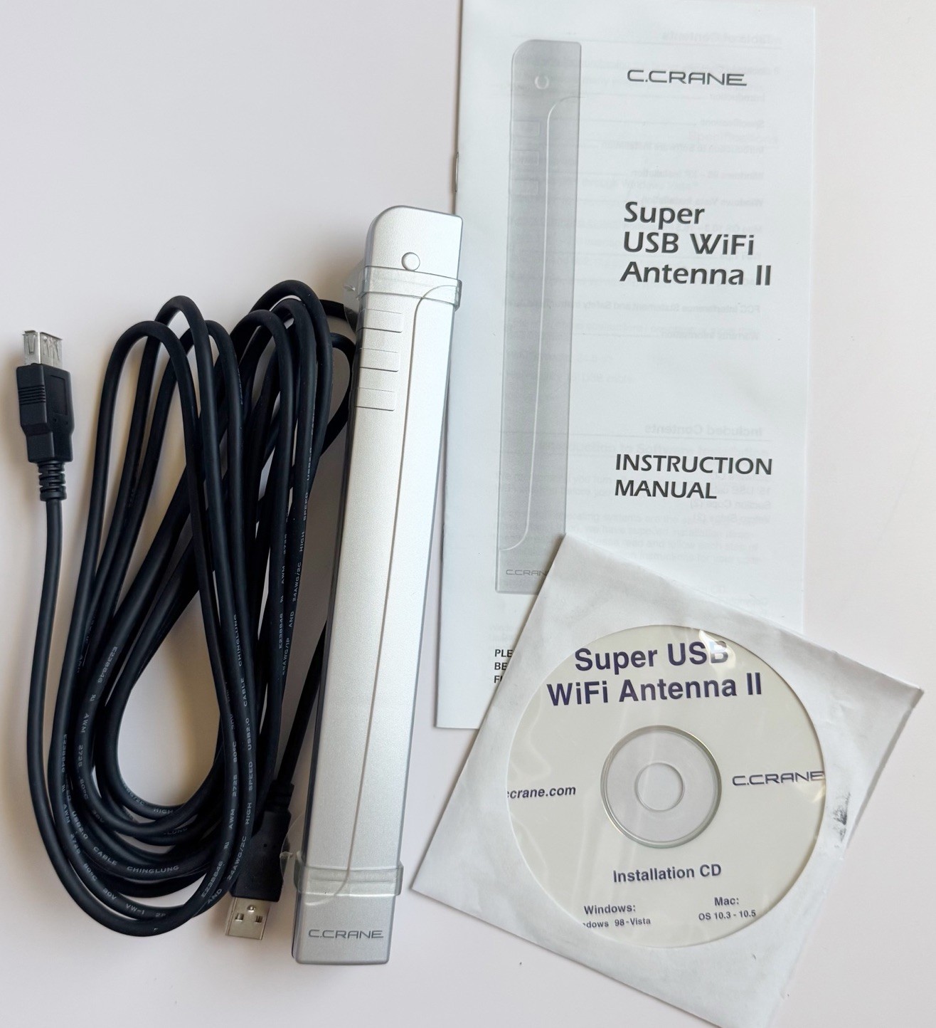 C.Crane Super USB WiFi Antenna II Long Range USB Adapter New Open Box