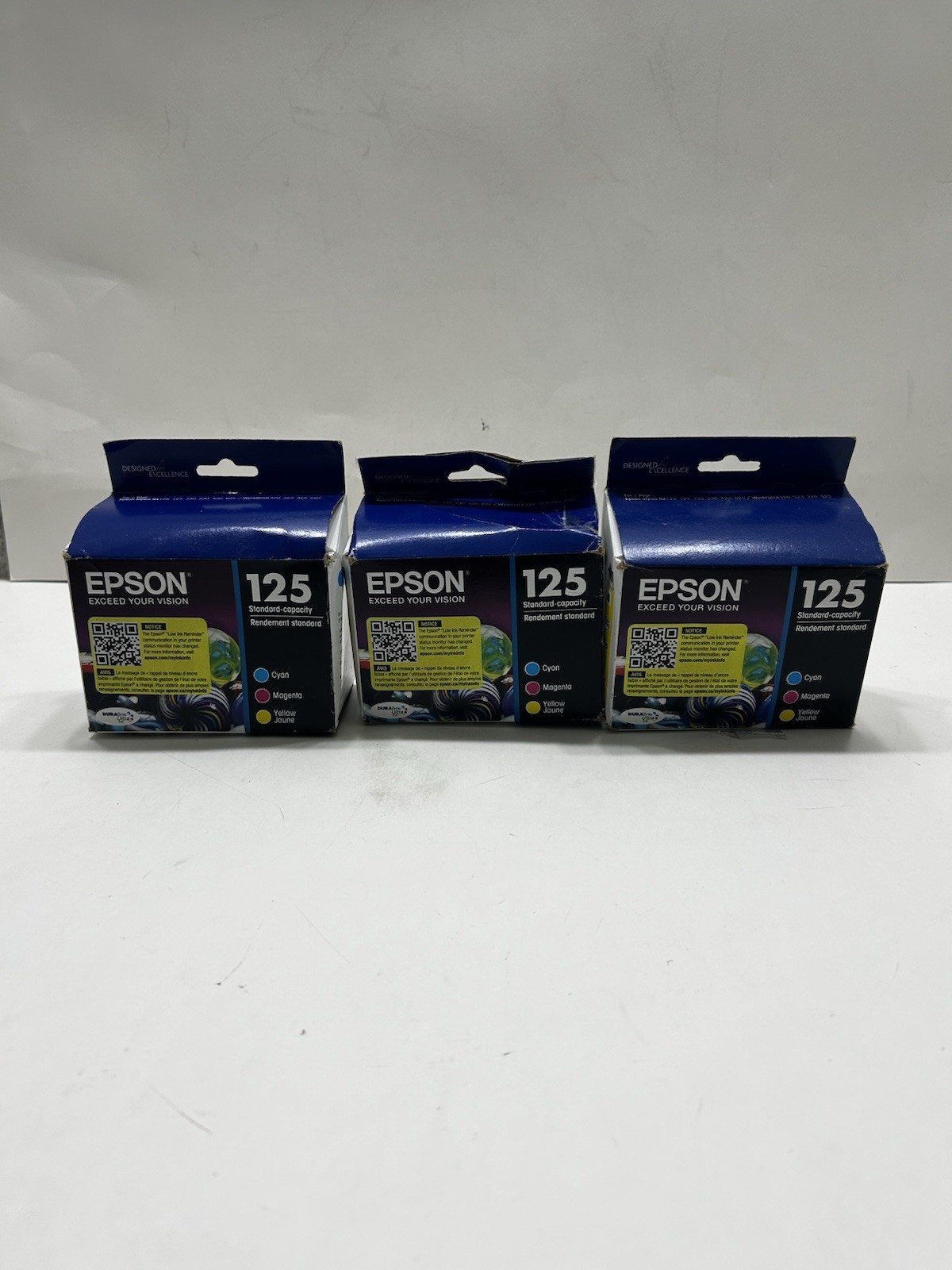 Lot Of 3 Genuine EPSON 125 Color Ink  T125120-bcs  Exp 07/2023+ Open Box