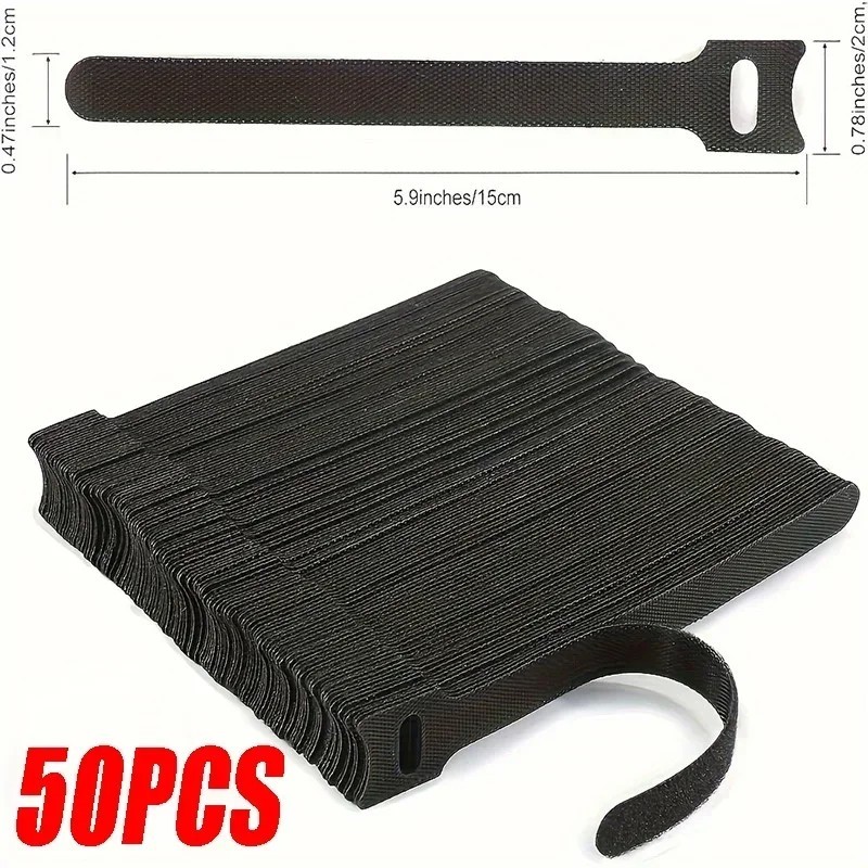 50-100pcs Cable Straps Wire Cord Hook Loop Ties Reusable Fastening Organizer Lot