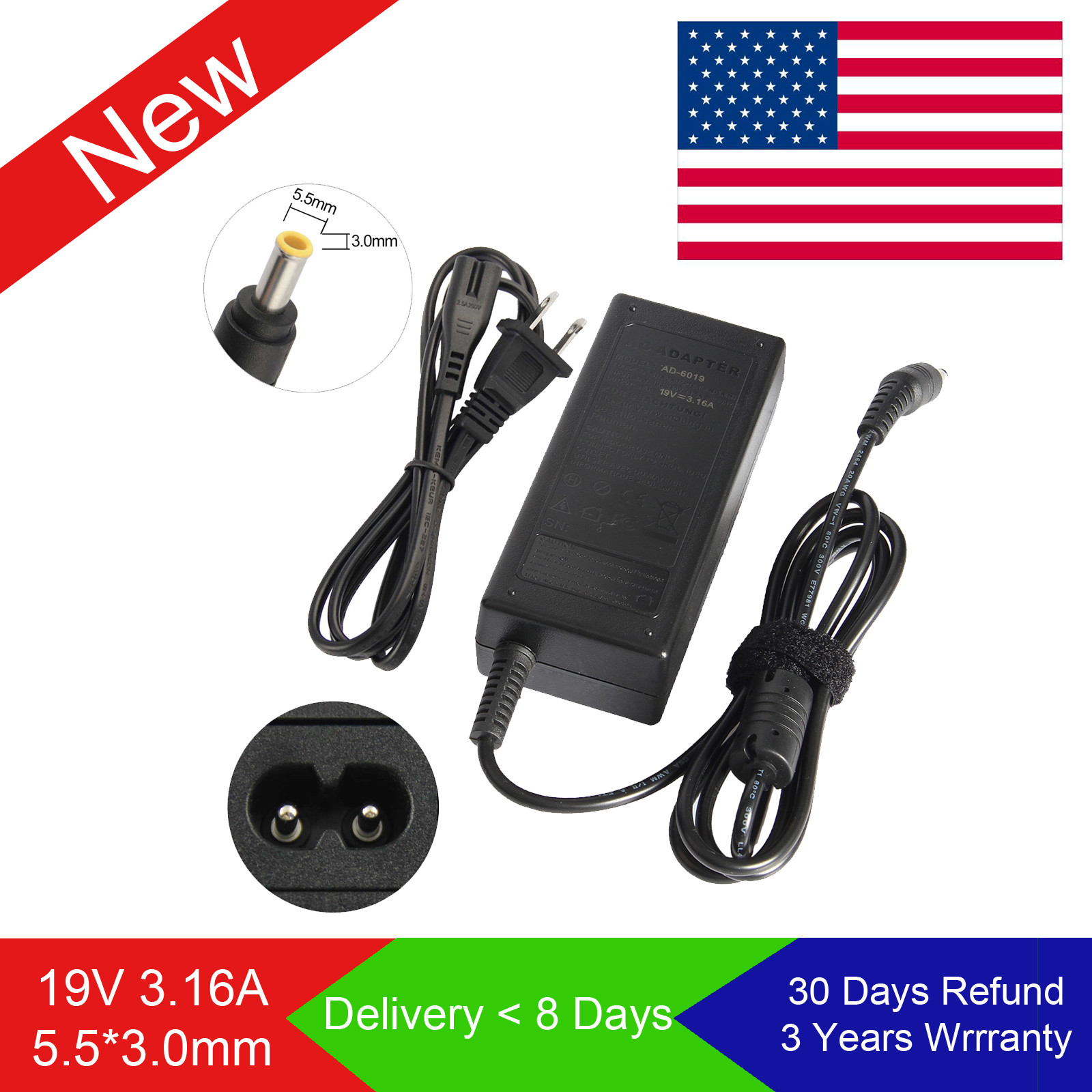 AC Adapter Charger for Samsung NP-RV515 NP-RV515I NP-RV520 NP-RV520I Laptop