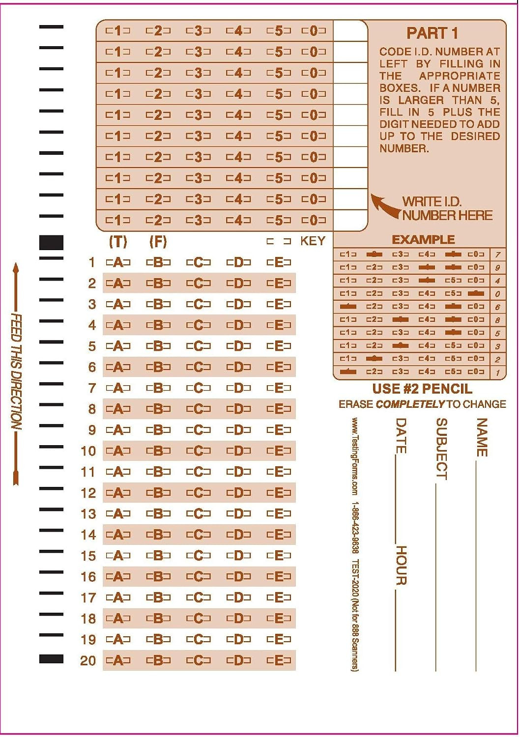 TEST-2020 (100 Sheet Pack) 2020-C Compatible Testing Forms
