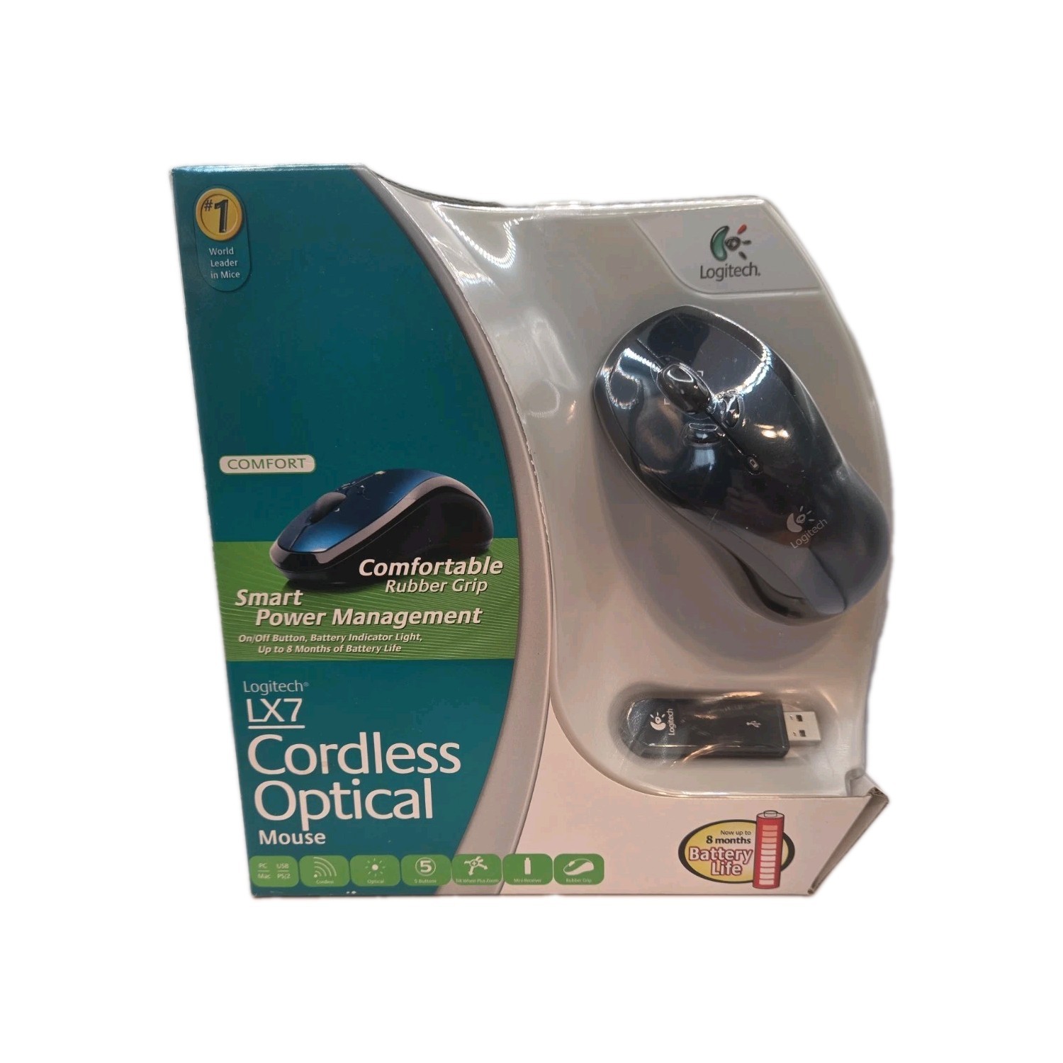 Logitech LX7 Cordless Wireless 5 Button Optical Mouse New in the Box