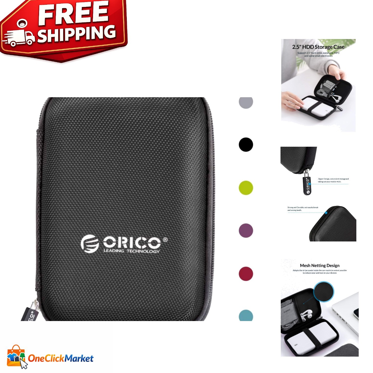 Compact 2.5" Hard Drive Case - Elegant and Lightweight Storage for Accessories