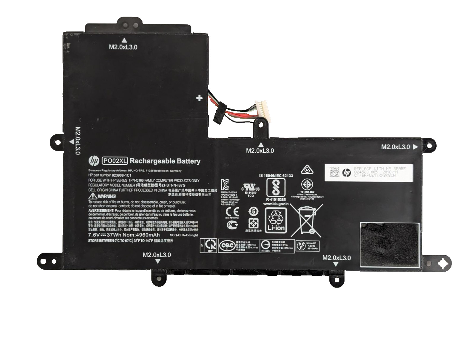 OEM HP PO02XL Battery 11-R 11-Y 11-AH 11-AK 823908-1C1 HSTNN-IB7G 37Wh 7.6V
