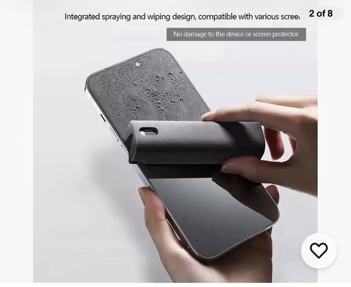 2-In-1 Portable Spray Microfiber Phone Laptop Device Car Monitor Screen Cleaner 