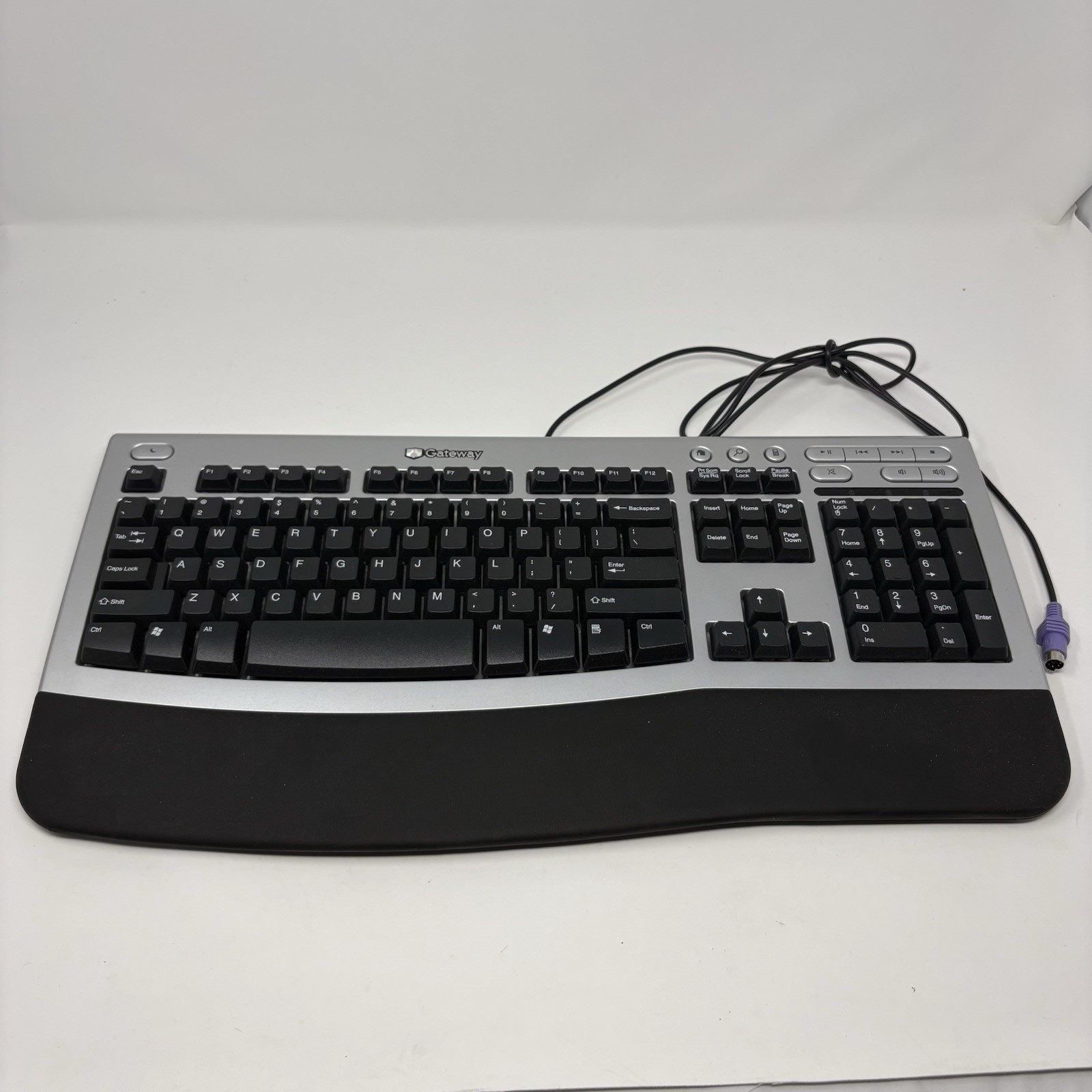 Vintage GATEWAY Wired Keyboard KB-0532 Black SilverMicrosoft PS/2