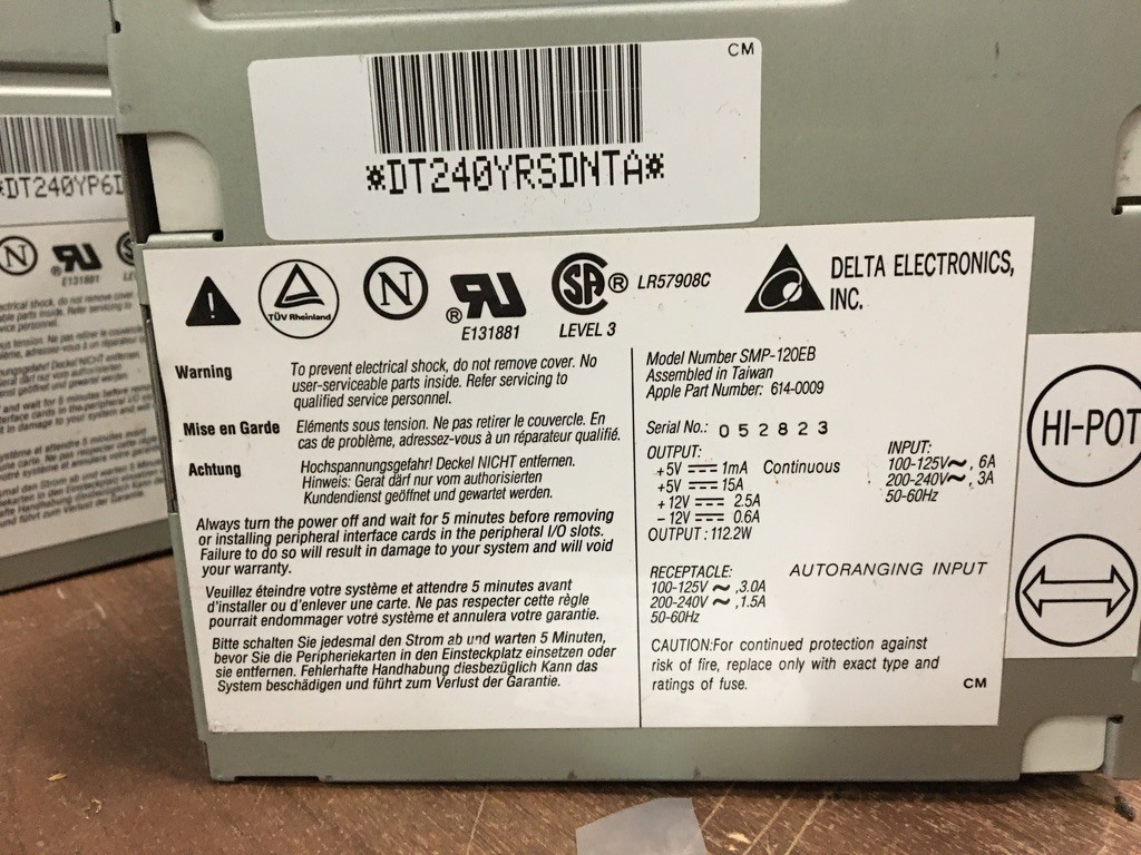 Apple Part 614-0009 Delta Electronics SMP-120EB Macintosh IIcx Mac IIci (#3)