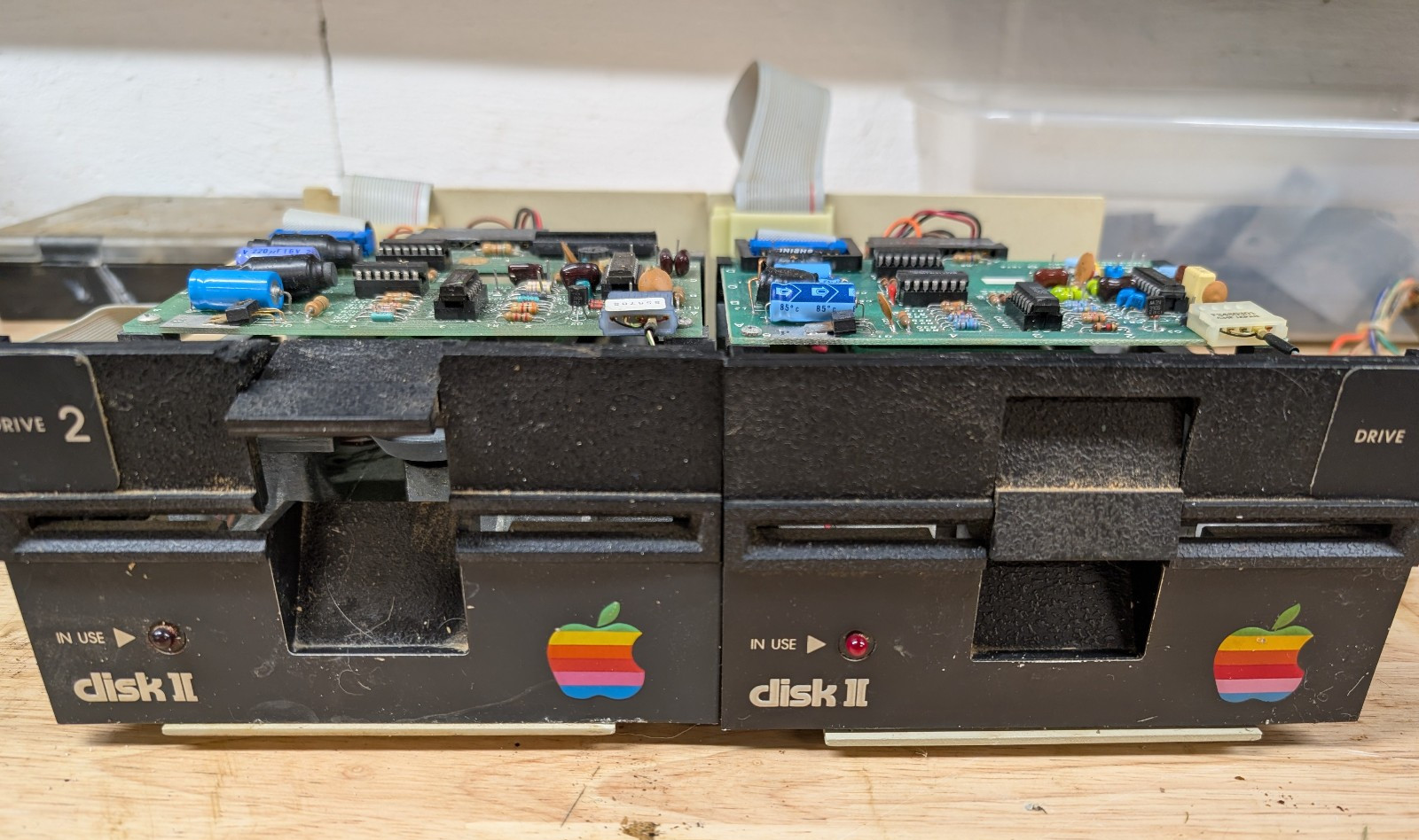 Apple II AM2M003 5 1/4 drive pair with controller card - for refurbishing