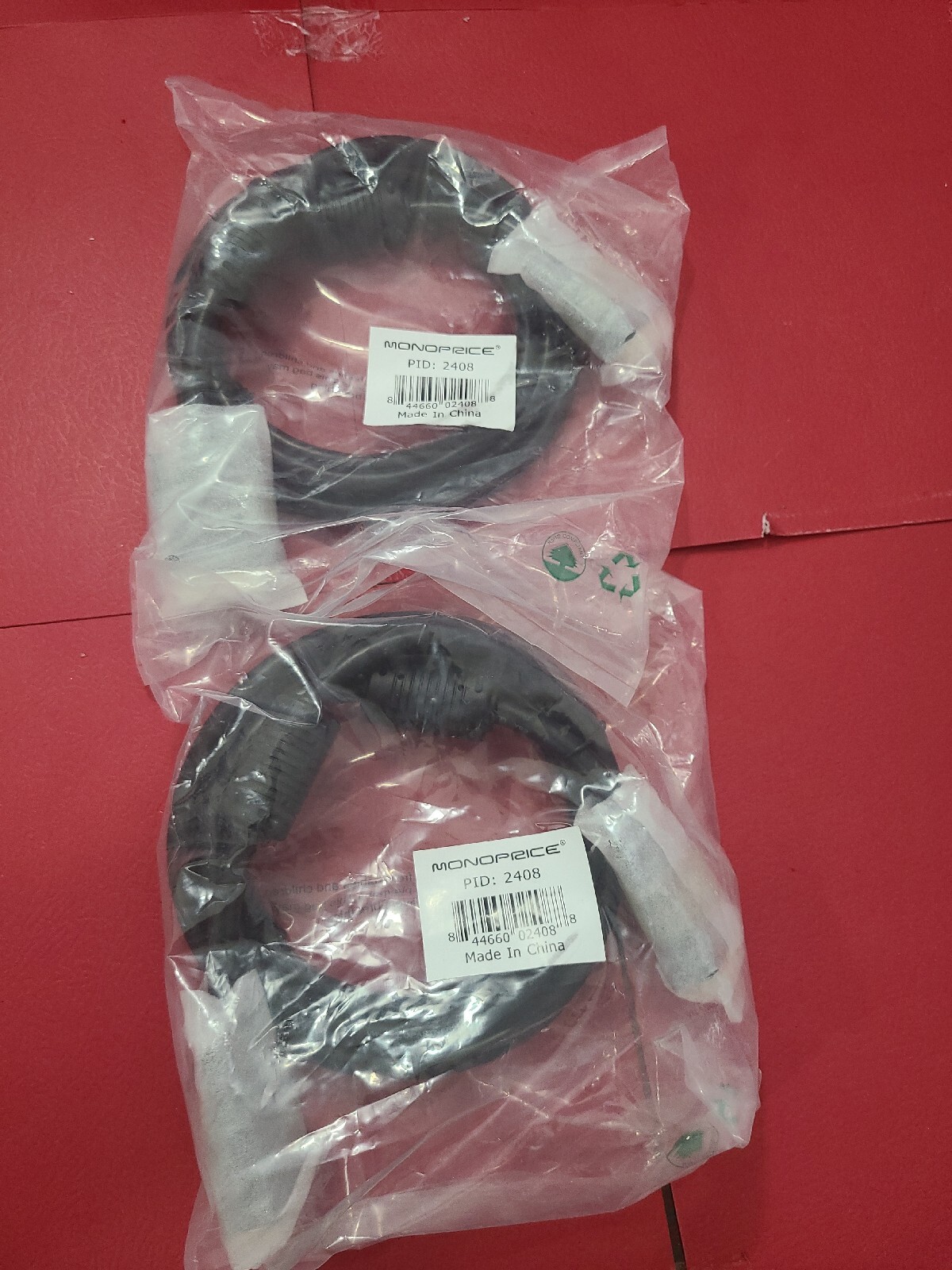 Lot of 2 MONOPRICE 2408 Computer Cord,DVI-D DualLink M to M,6ft