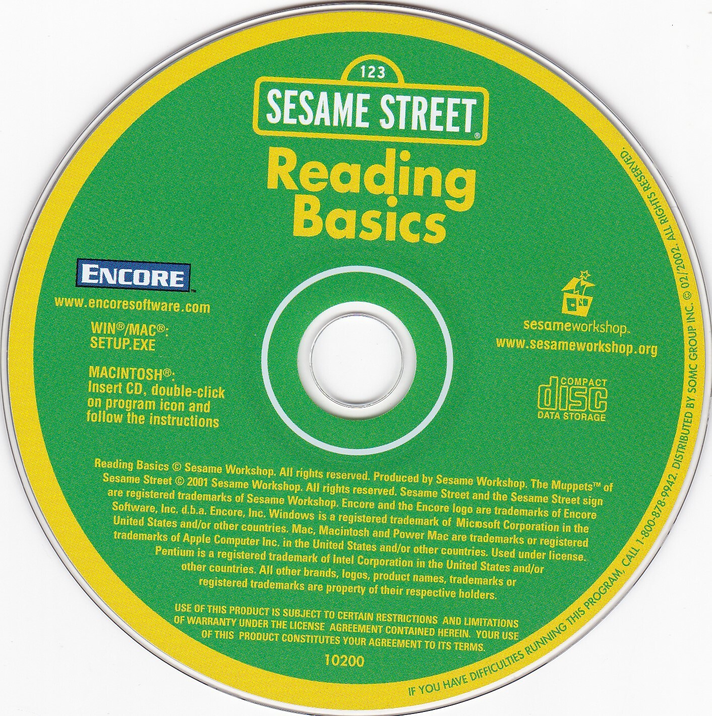 Sesame Street Reading Basics (PC, Windows, 2001) *DISC ONLY*