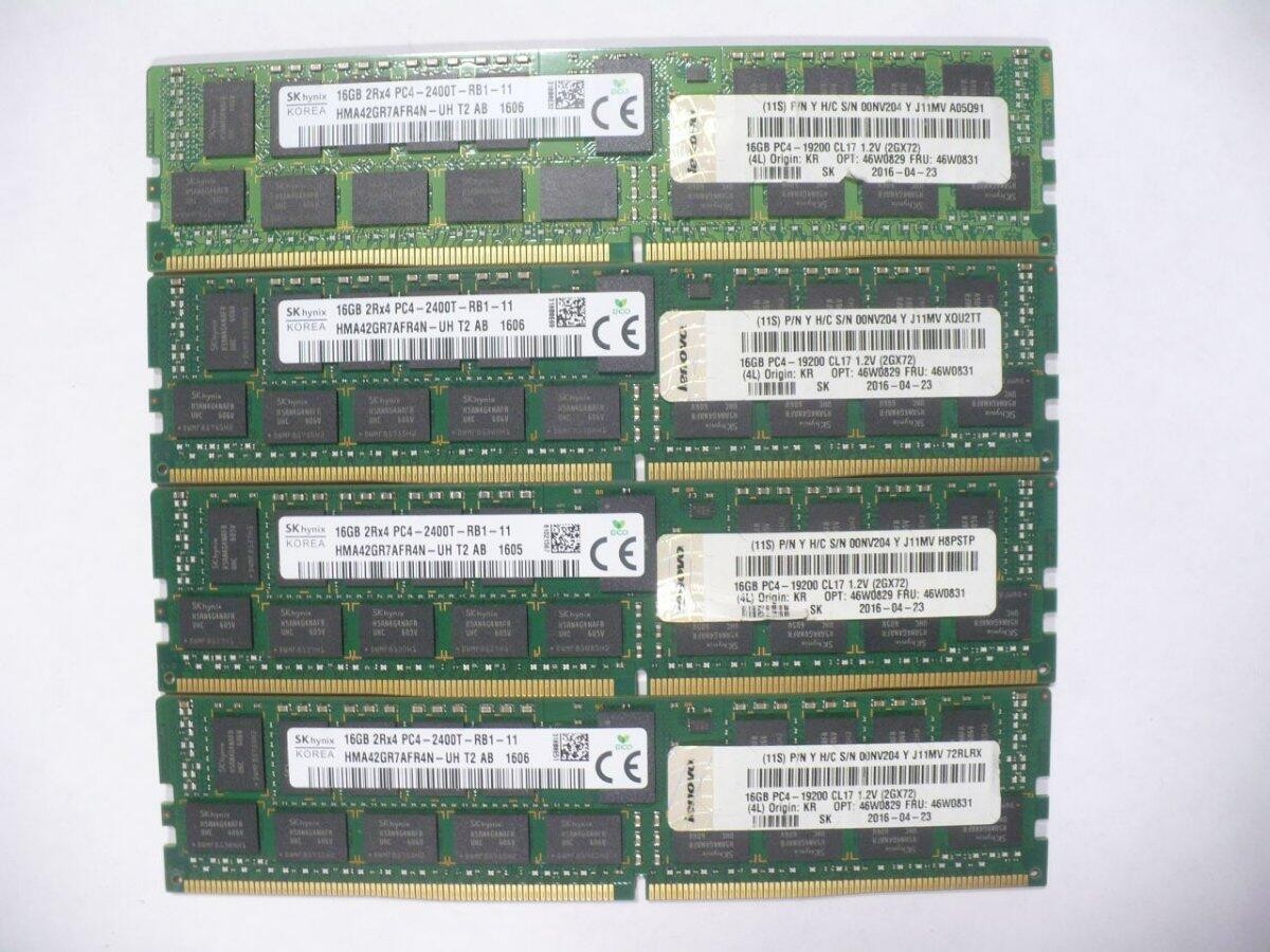 SK hynix Lenovo 00NV204 46W0831 64GB 16GB x4 DDR4 ECC Reg 2Rx4 PC4-2400T Set o 4