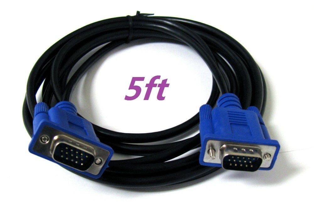 SVGA SUPER VGA Monitor 15PIN M/M Male To Male Cable CORD FOR PC TV HDTV Blue Us