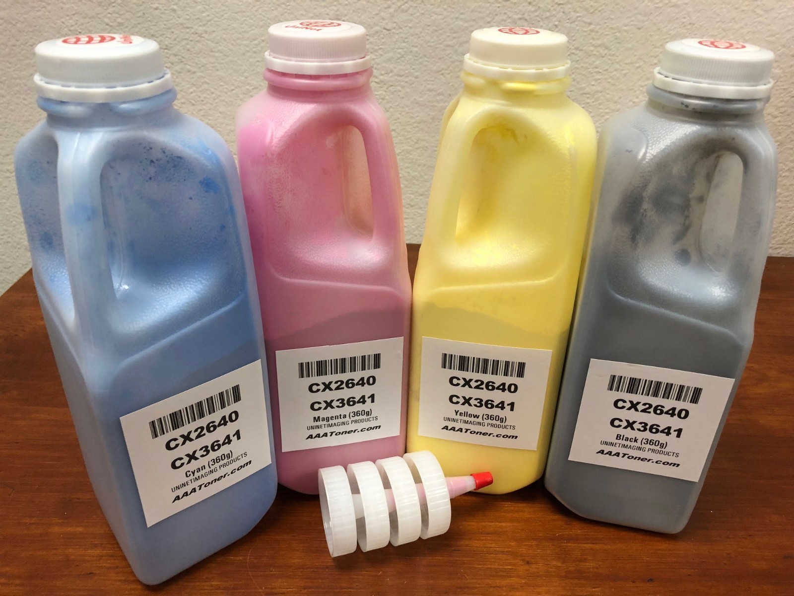 4 x Toner Refill for OKI Okidata CX2640, CX3641 Printer (Refill only, NO Chip) 