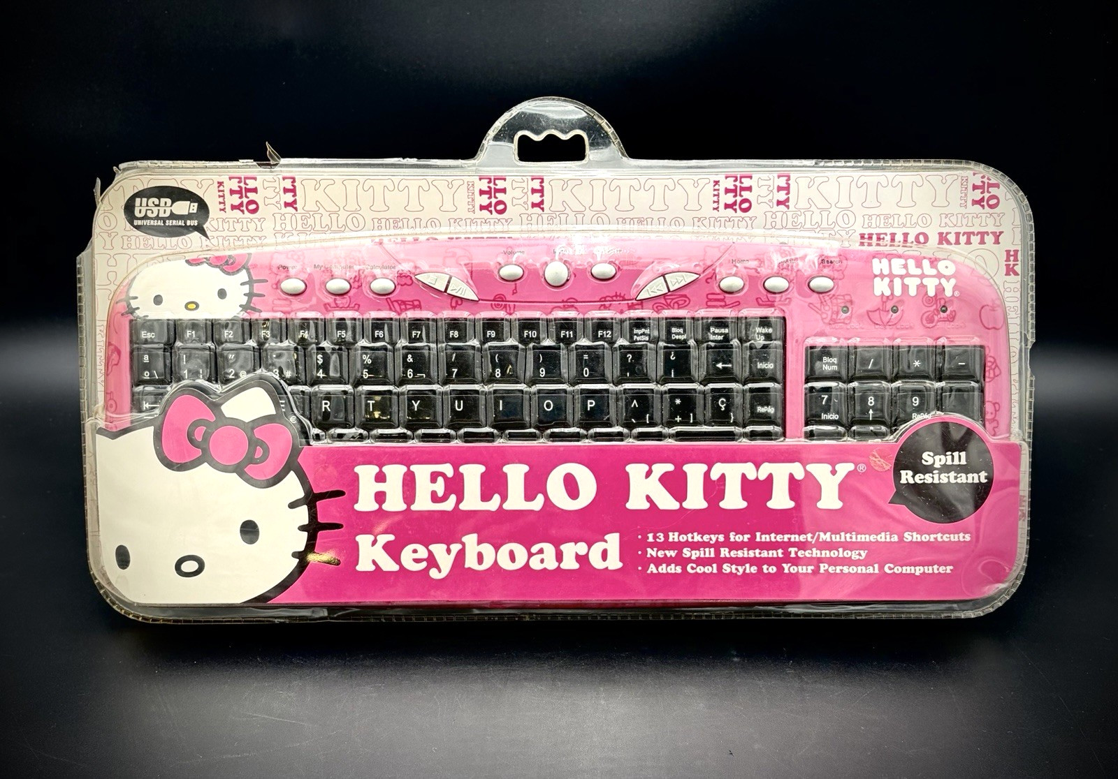 Sealed Hello Kitty USB Keyboard Sakar 2011: 13 Hotkeys for Internet + Shortcuts