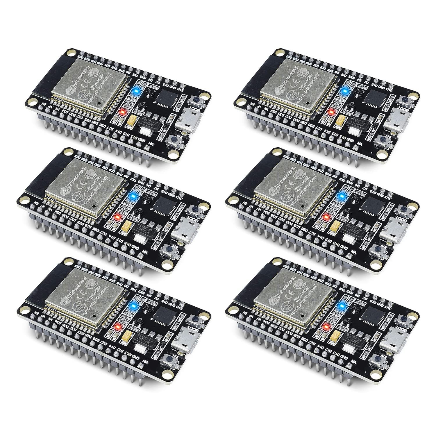 6 PCS 30PIN ESPWROOM32 Development Board ESP32S 2.4GHz DualCore Micro USB