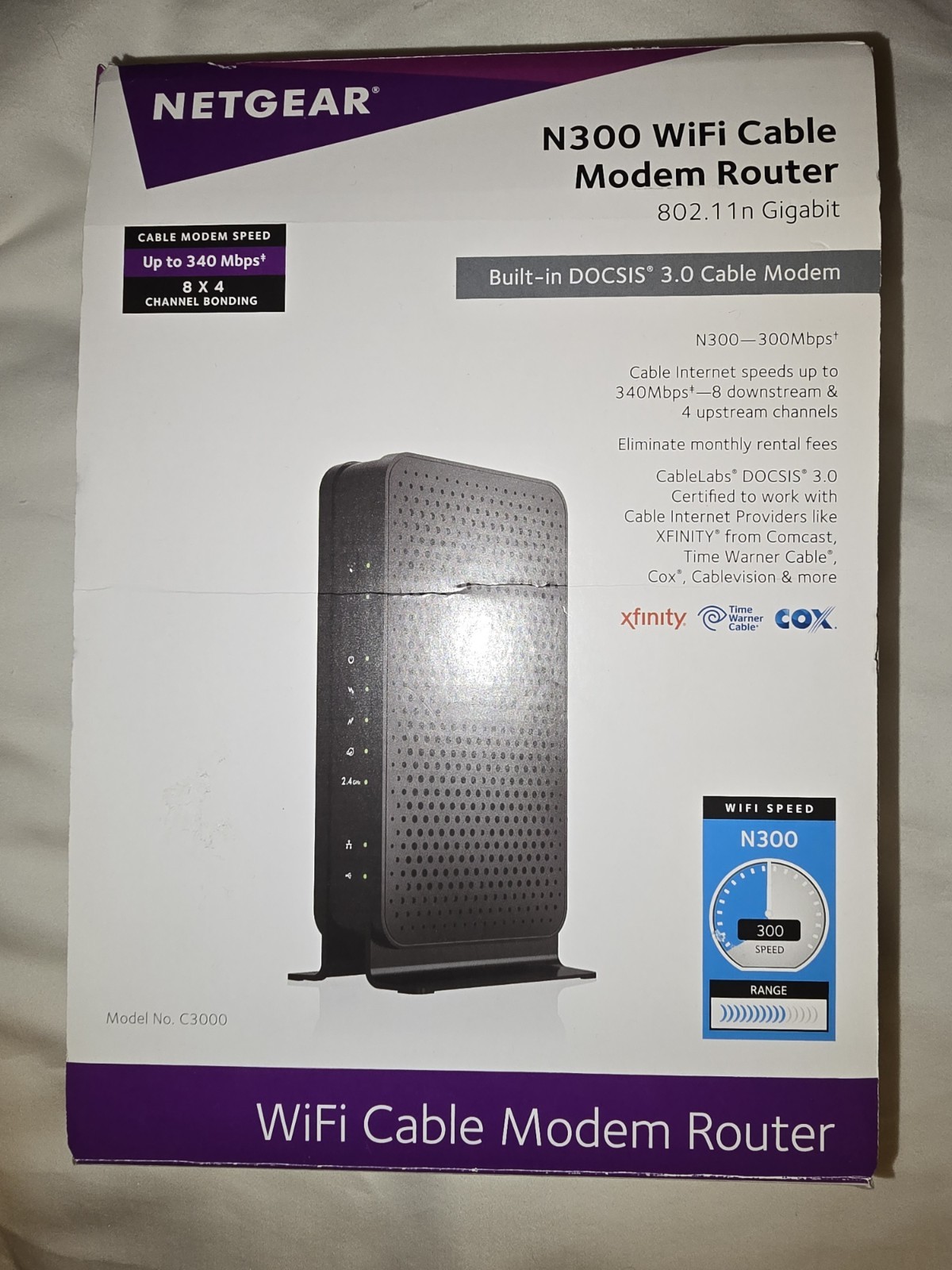 NETGEAR C3000 340 Mbit/s Cable Router C3000100NAS