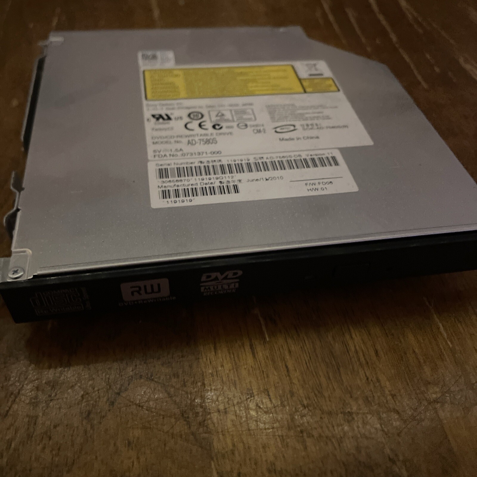 DVD/CD Rewritable Drive optical AD-7580S Used 