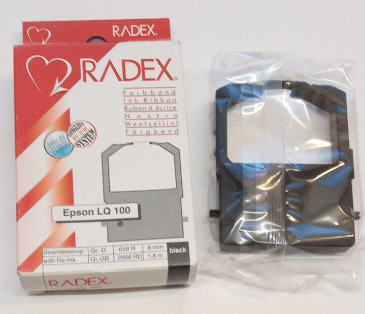 1x Radex Nylon Ribbon Size 658 Black for Epson LQ 100 Elite 200+ 3250 Action
